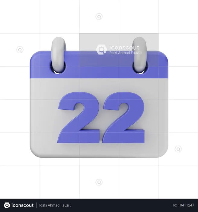 Calendário de 22 datas  3D Icon