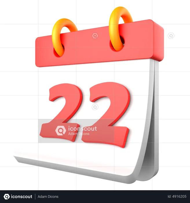 22 Date  3D Icon