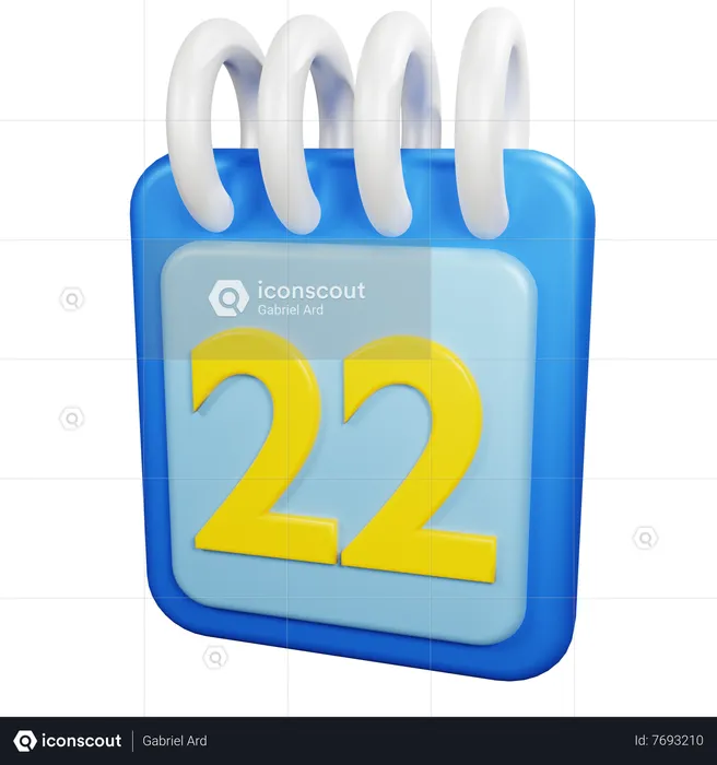 22 Date  3D Icon