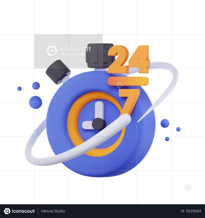 24 7 reloj  3D Icon