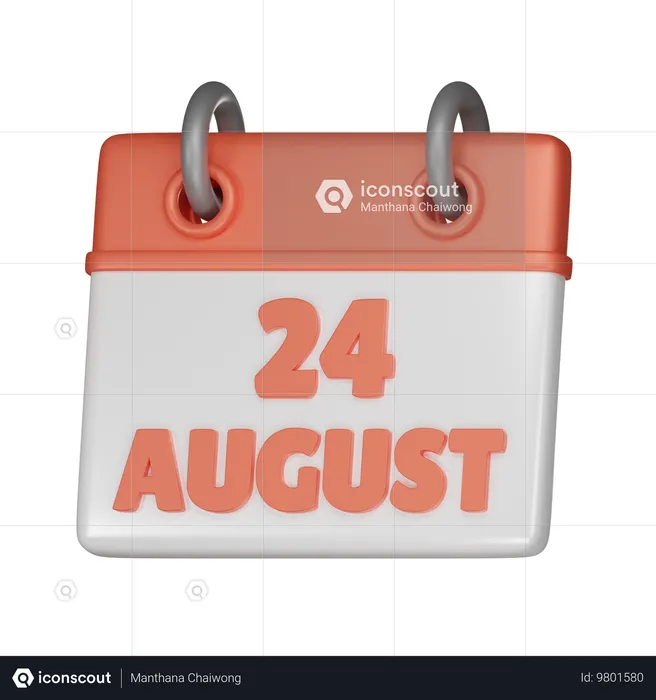 24 August  3D Icon