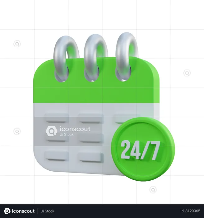 24 By 7 Service  3D Icon