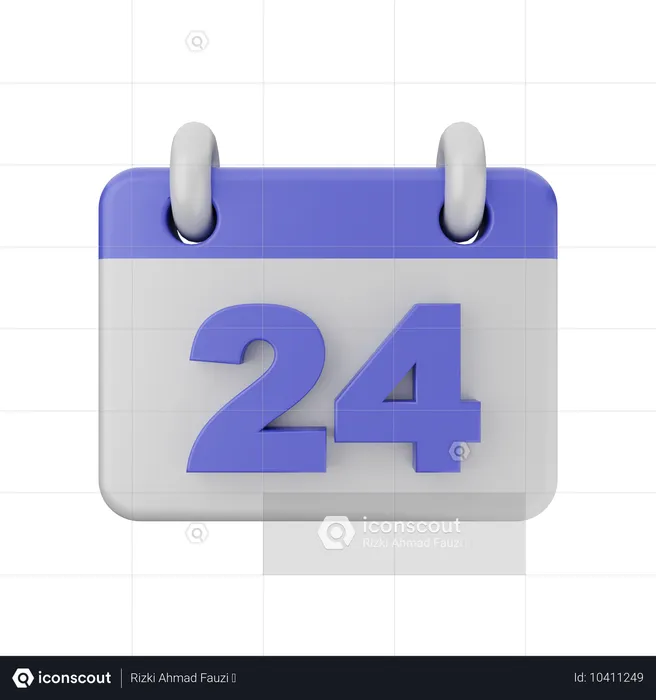 24 Date Calendar  3D Icon