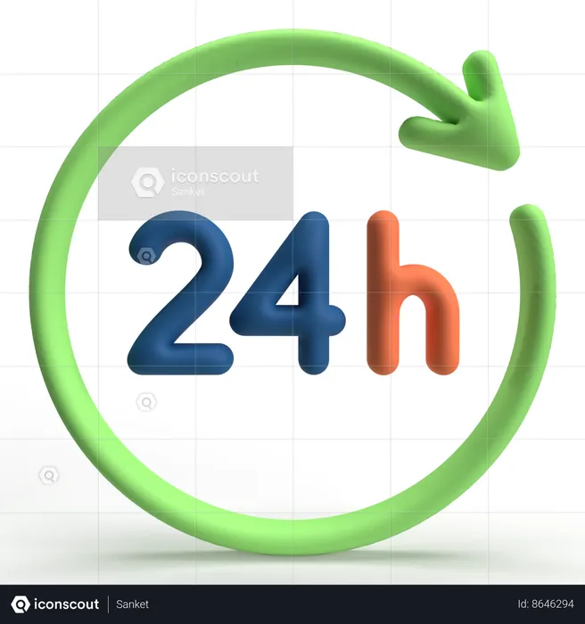 24 heures  3D Icon