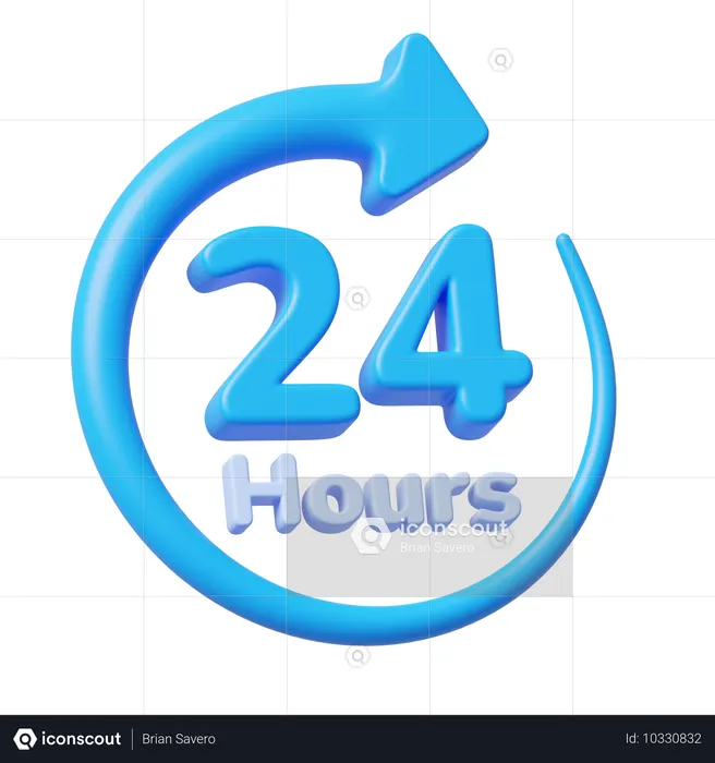 24 horas  3D Icon