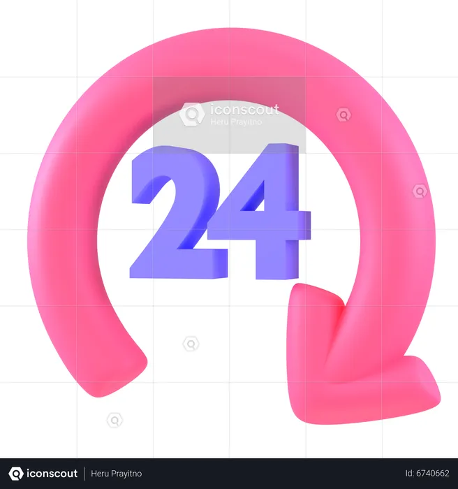 24 Hour  3D Icon