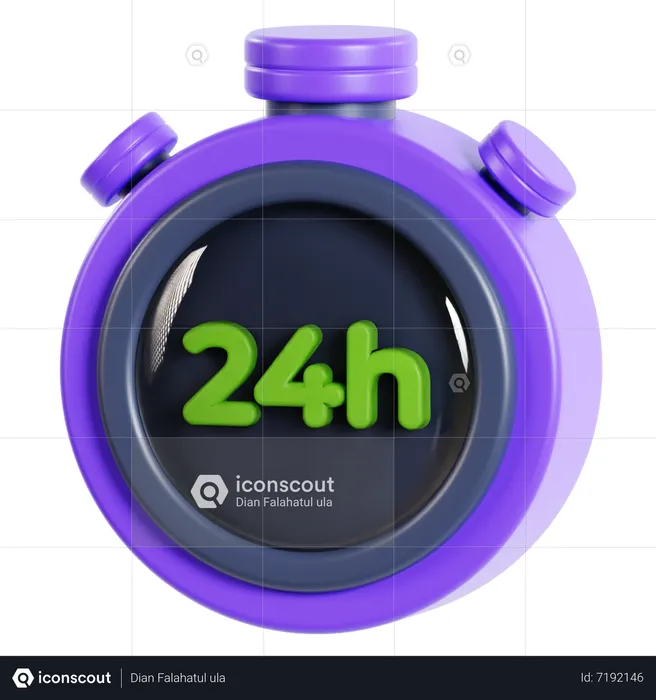 24 Hour  3D Icon