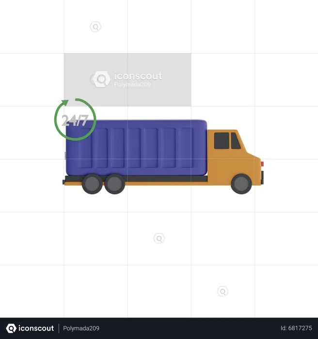 24 Hour Cargo Truck Service  3D Icon