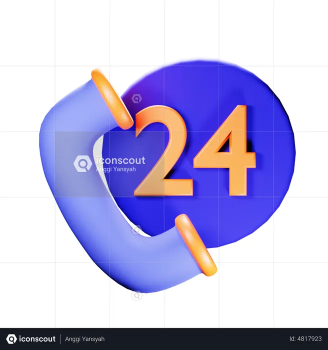 24 Hour Customer Service  3D Icon