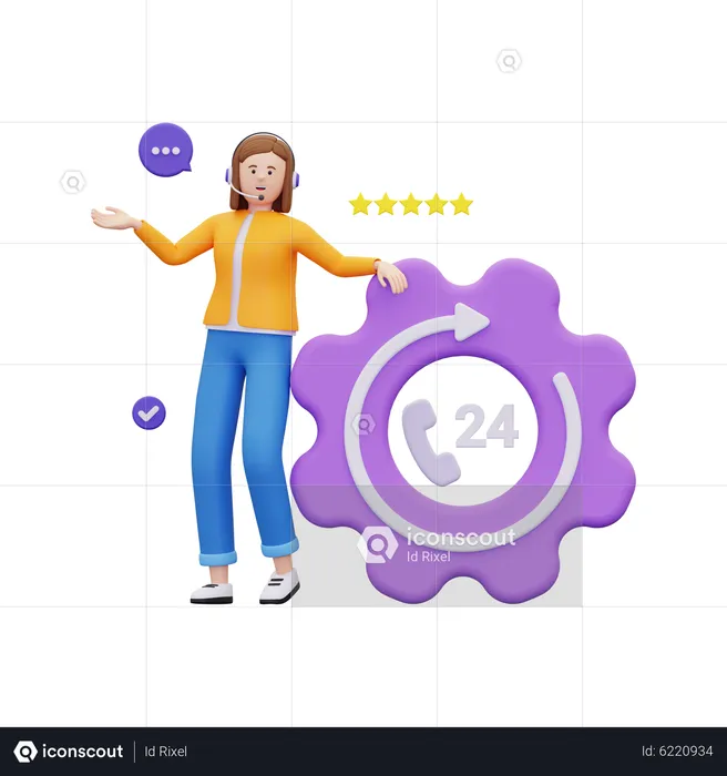 24 hour customer service  3D Illustration