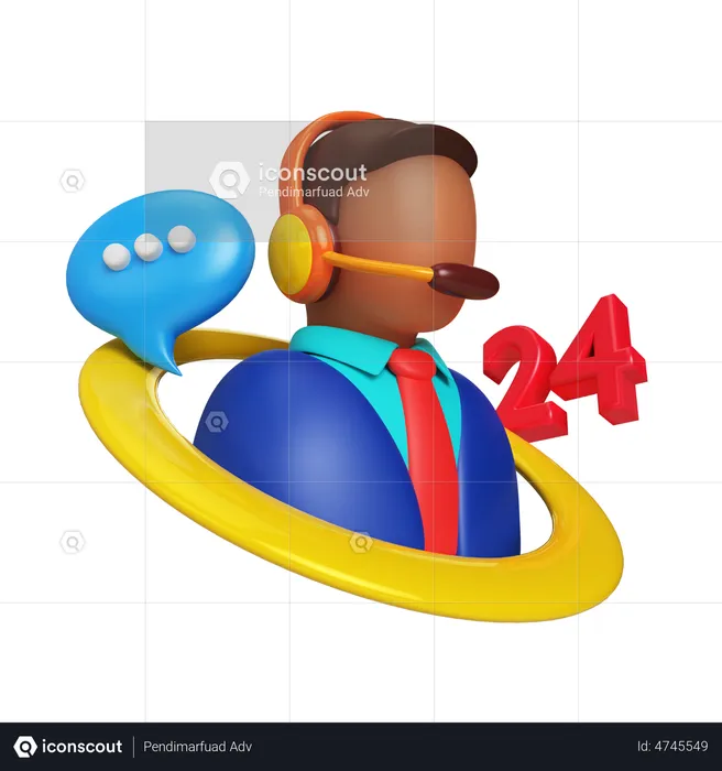 24 Hour Customer Support  3D Icon