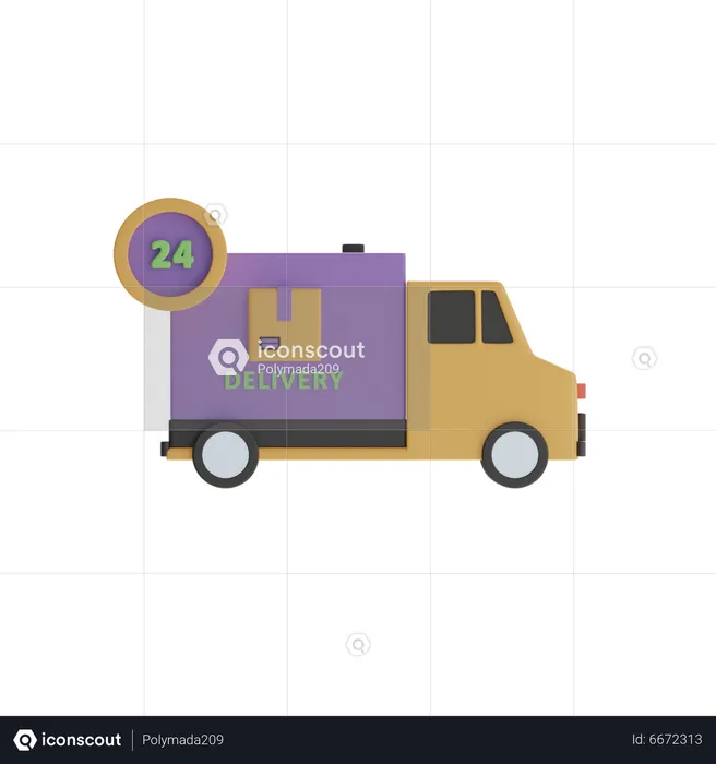 24 Hour Delivery Service  3D Icon
