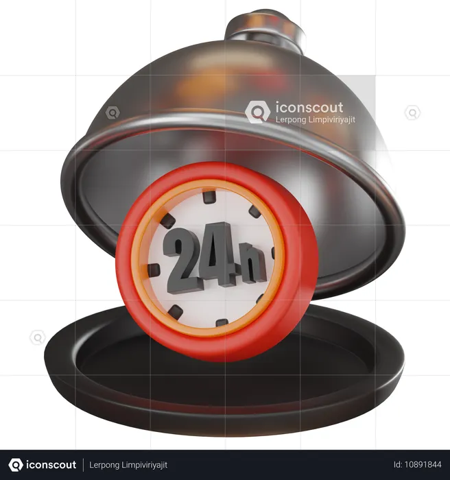 24 Hour Food Delivery  3D Icon