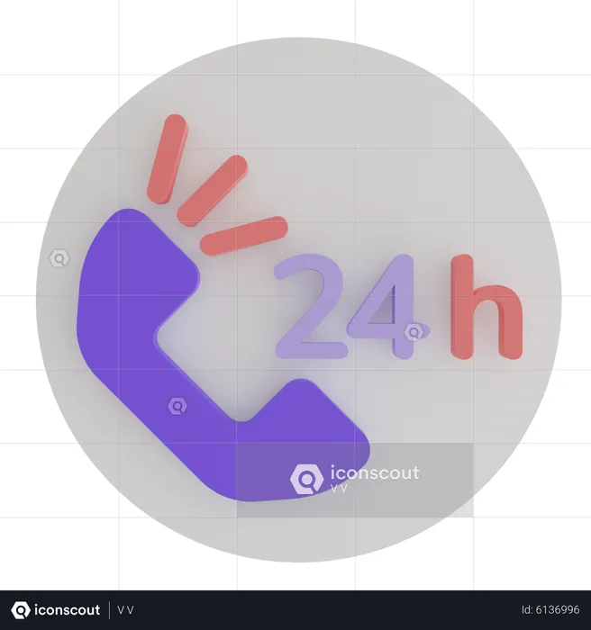 24 Hour help  3D Icon