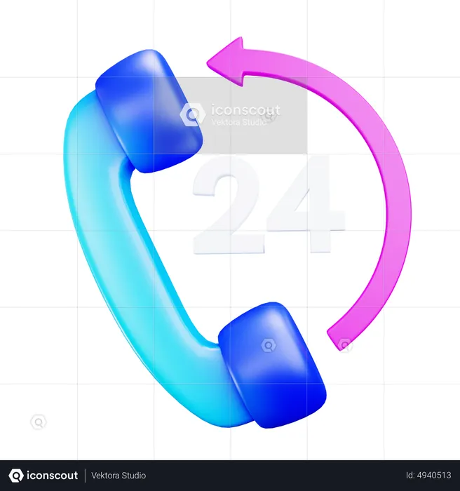 24 Hour Hotline  3D Icon