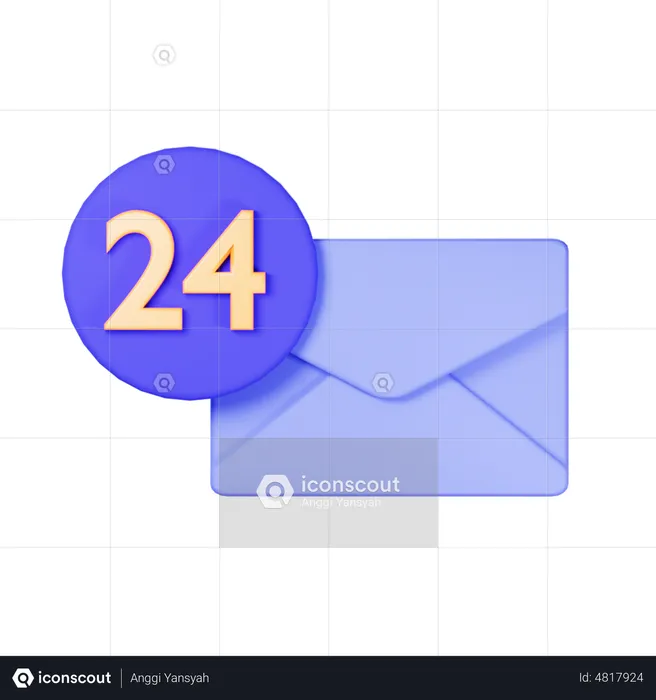 24 Hour Mail Service  3D Icon