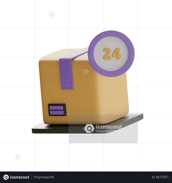 24 Hour Package Service  3D Icon