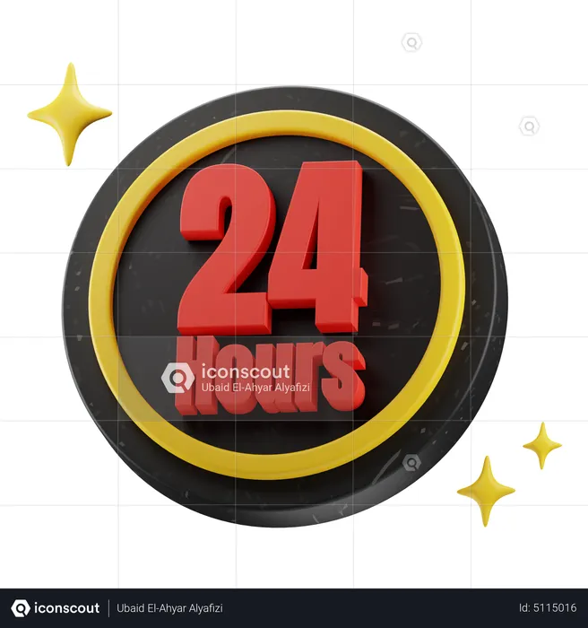 24 Hour Service  3D Icon