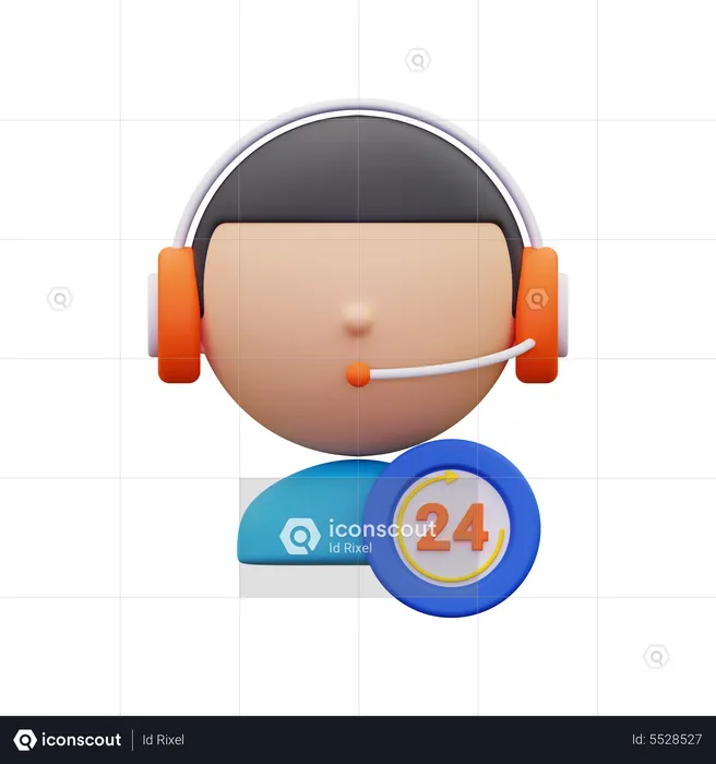 24 hour service  3D Icon