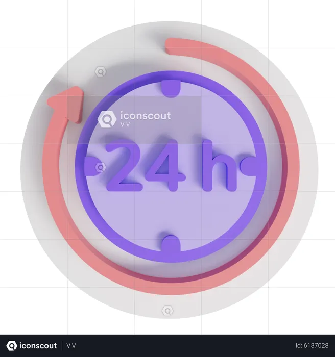 24 Hour service  3D Icon