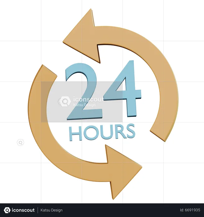 24 Hour Service Clock  3D Icon