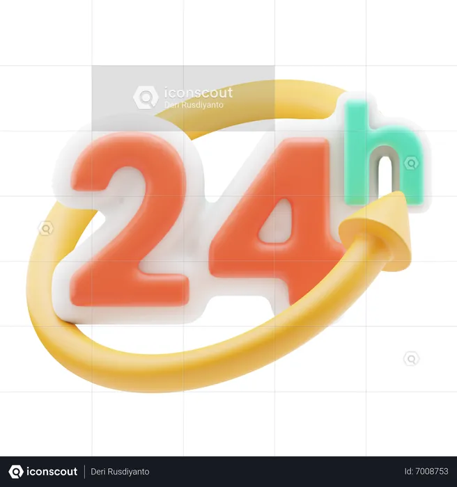 24 Hour Services  3D Icon