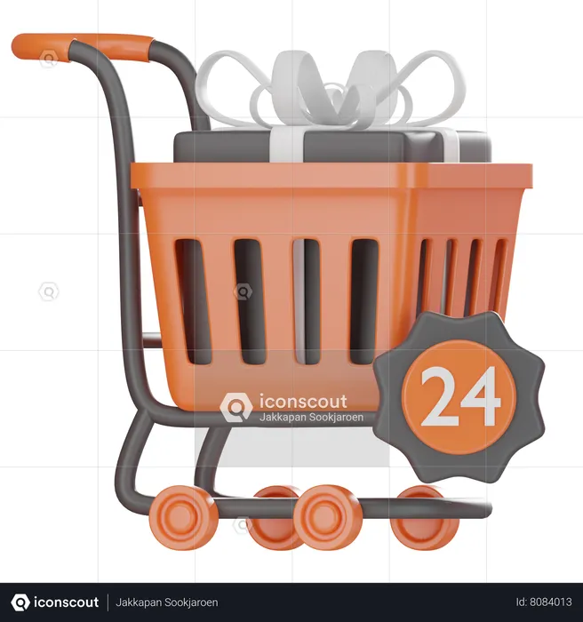 24 Hour Shopping  3D Icon