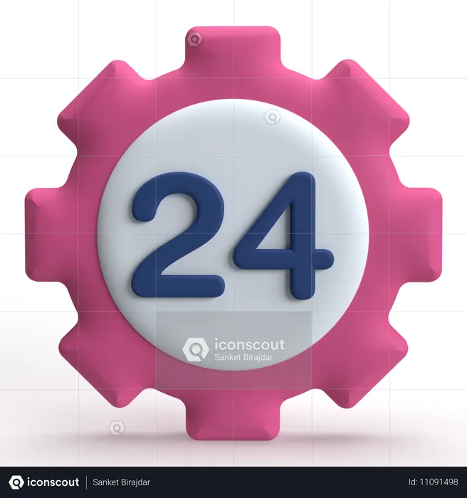 24 Hour Support  3D Icon