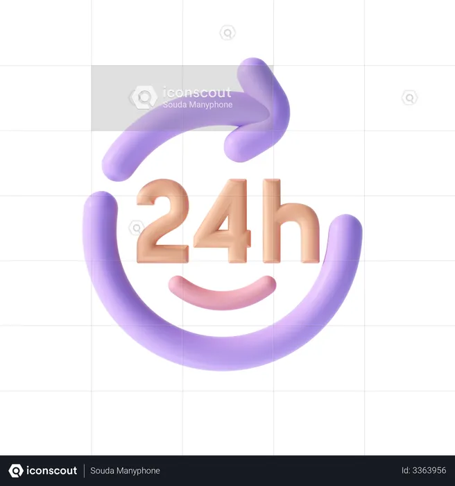 24 Hour Support  3D Illustration