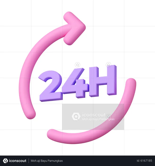 24 Hour Support  3D Icon