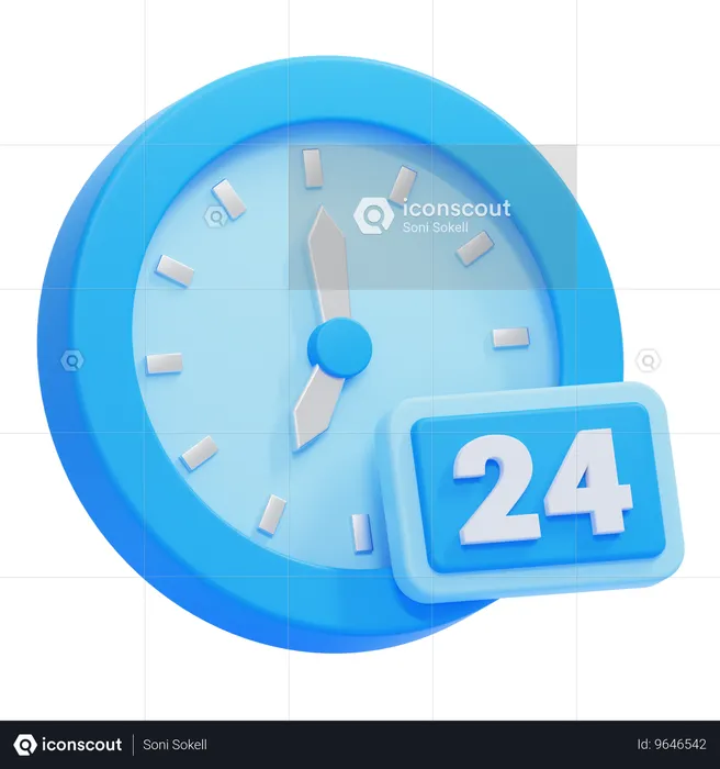 24 시간  3D Icon
