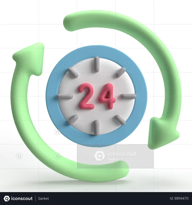 24 Hours  3D Icon