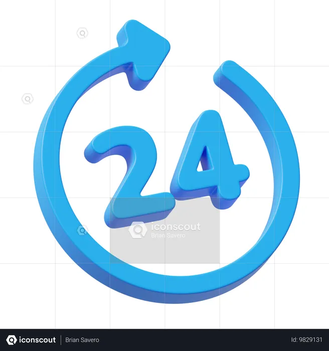 24 Hours  3D Icon