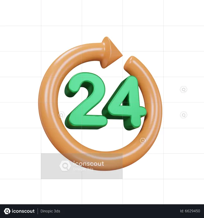 24 hours  3D Icon
