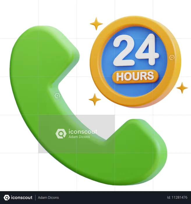 24 hours call  3D Icon