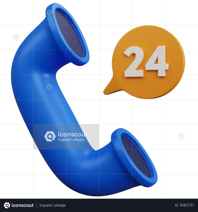 24 Hours Call  3D Icon