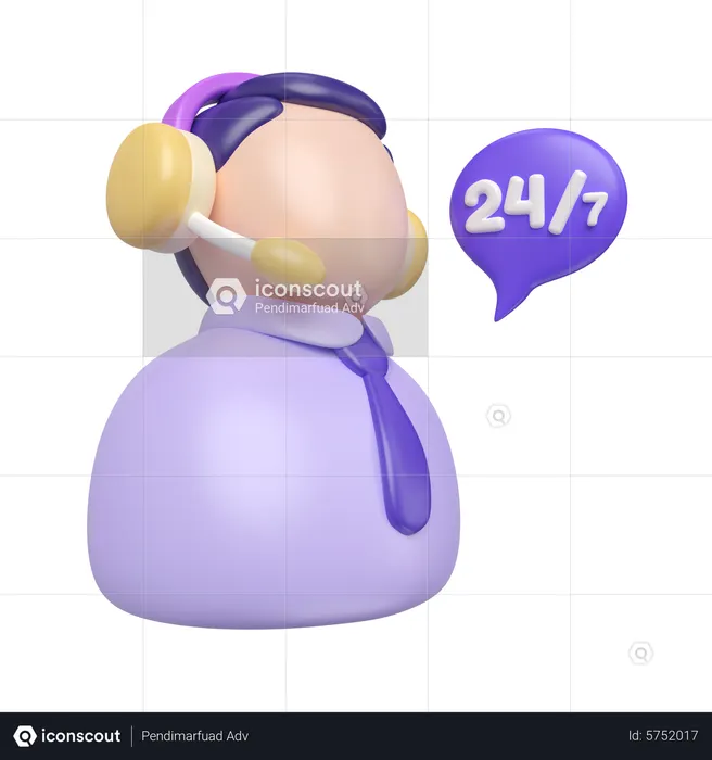 24 Hours Customer Service  3D Icon