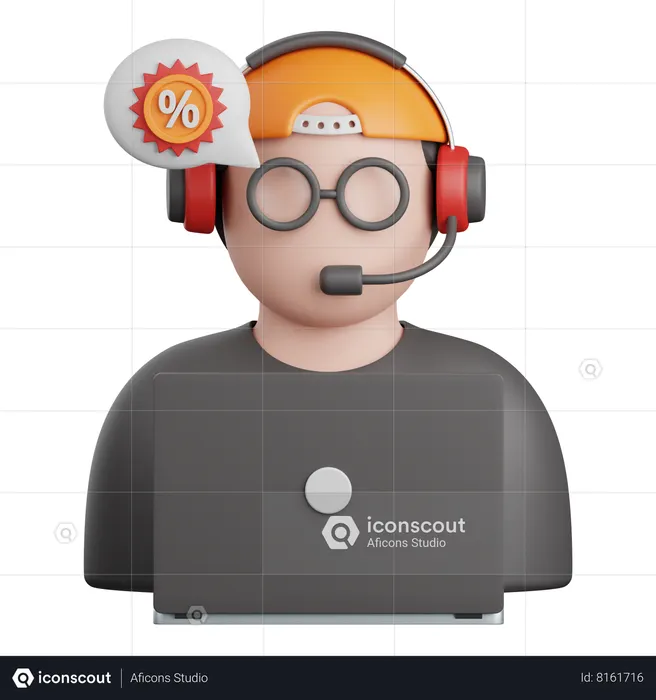 24 Hours Customer Service 3D Icon download in PNG, OBJ or Blend format