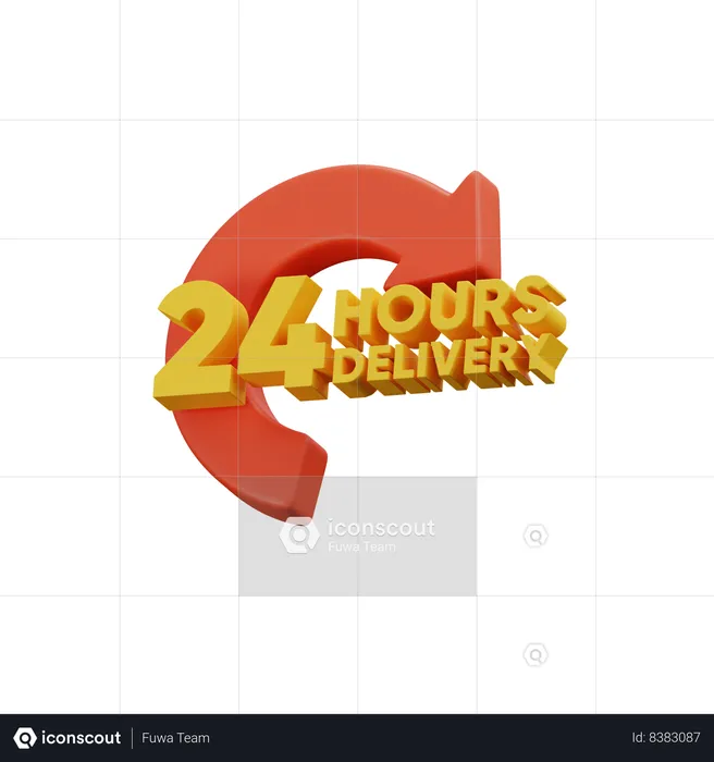 24 Hours Delivery  3D Icon