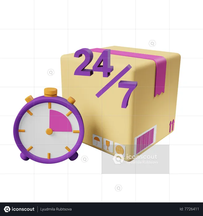 24 Hours Delivery Service  3D Icon