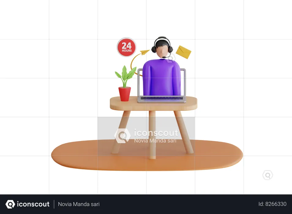 24 Hours Helping Call Center  3D Illustration