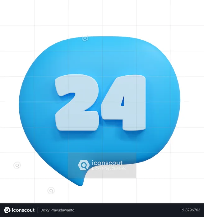 24 hours message  3D Icon