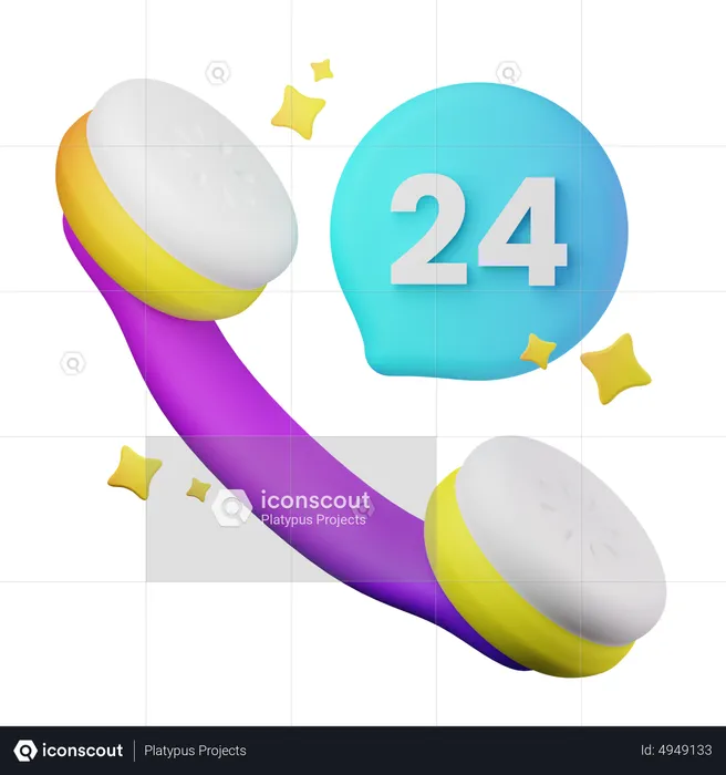 24 Hours Phone Service  3D Icon