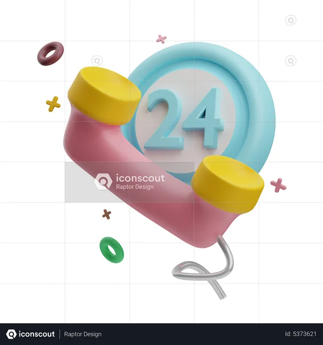 24 Hours Phone Service  3D Icon