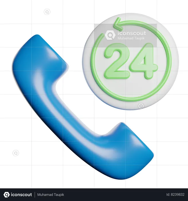 24 Hours Service  3D Icon