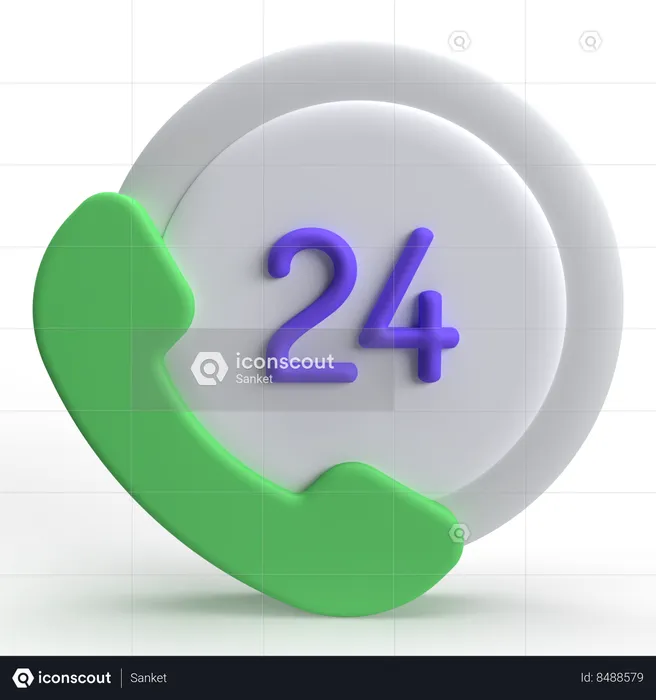 24 Hours Service  3D Icon