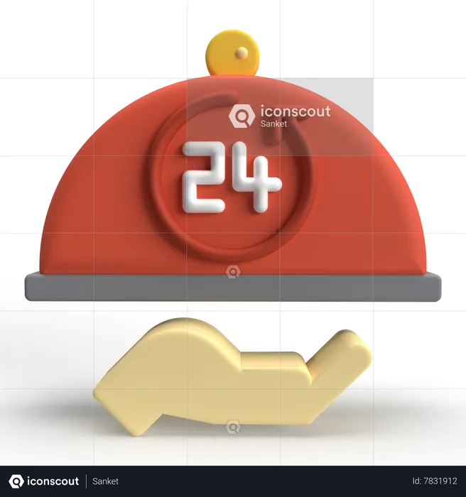 24 Hours Service  3D Icon