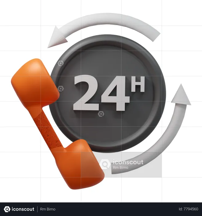 24 Hours Service  3D Icon