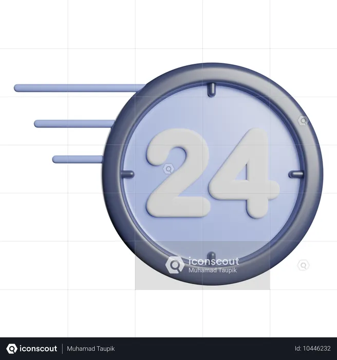 24 Hours service  3D Icon