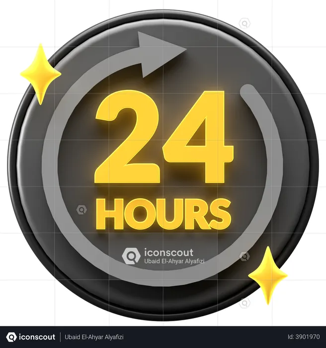 24 Hours Service  3D Illustration